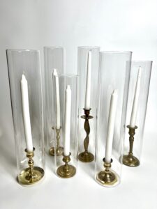 Brass Candlestick Holders with Hurricanes