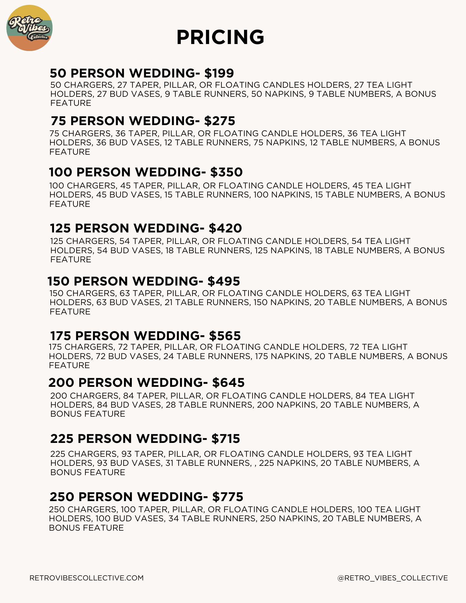 wedding decor bundle rentals austin tx